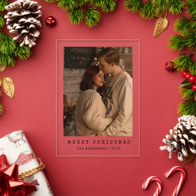 Elegant Simple Couple Photo Christmas Card Acryleinladungen (Insitu (Feiertag))