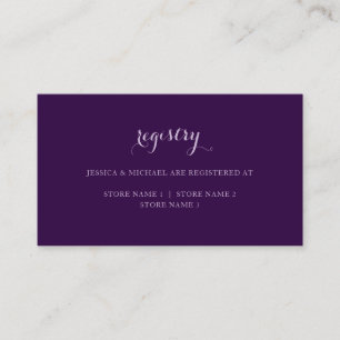 Elegant Simple Dark Lila Wedding Registry Begleitkarte