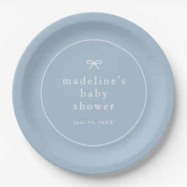Elegant Simple Dusty Blue Boys Baby Shower Pappteller