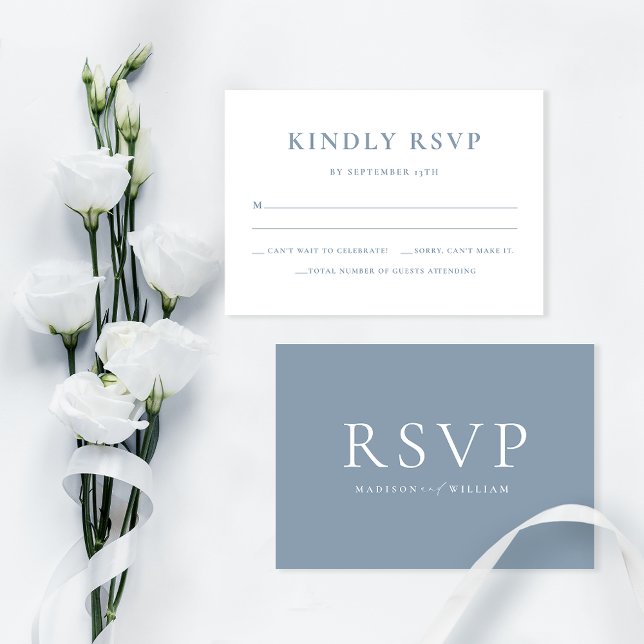 Elégant simple Dusty Blue Wedding carte RSVP (Créateur téléchargé)