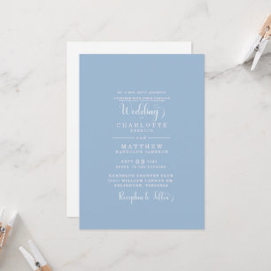 Elegant Simple Dusty Blue Wedding Einladung