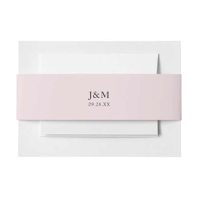 Elegant Simple Dusty Pink Initials Wedding Einladungsbanderole (Vorderseite Beispiel)