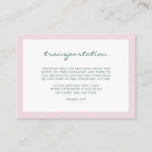 Elegant Simple Dusty Pink Wedding Transportation Begleitkarte