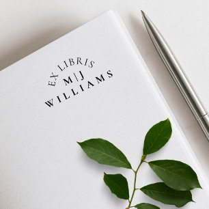 Elegant Simple Ex Libris Individuelle Name Initial Permastempel