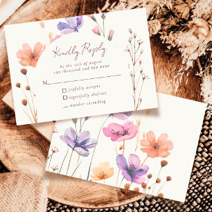 Elegant Simple Floral Ivory Wedding RSVP Reaktion Karte