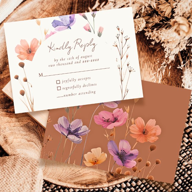 Elegant Simple Floral Mocha Wedding RSVP Response (Von Creator hochgeladen)
