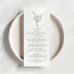 Elégant Simple Floral Wedding Reception Menu