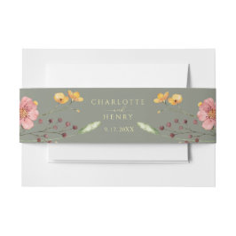 Elegant Simple Floral Wildblumen Sage Wedding Einladungsbanderole