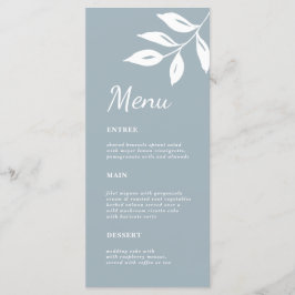 Elegant simple Foliage Formal Dusty Blue Hochzeit Menükarte