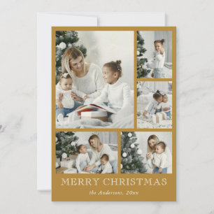 Elegant Simple Foto Collage Weihnachten Gold