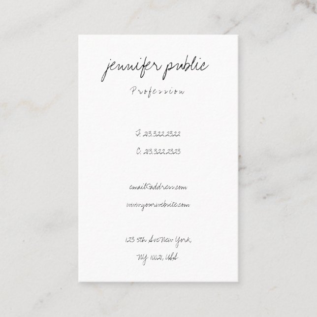 Elegant Simple Freehand Script Modern Minimalistis Visitenkarte (Vorderseite)