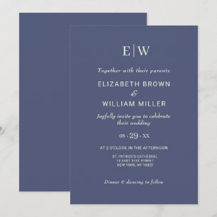 Elegant Simple Future Dusk mit Monogram Wedding Einladung