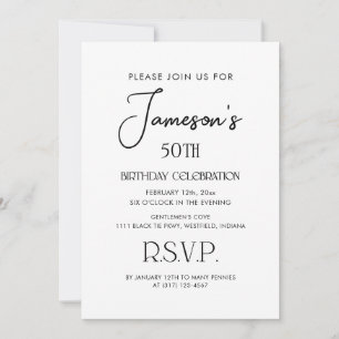 Elegant Simple Gentlemen's 50. Geburtstagsparty Einladung