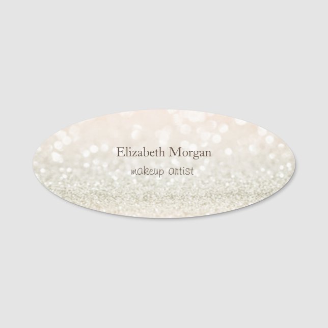 Elegant Simple Glitzer Bokeh Namensschild (Vorderseite)