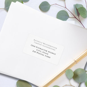 Elegant Simple Gray White Wedding Address Adressaufkleber
