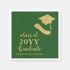 Elegant Simple Green and Gold 2025 Abschluss Serviette