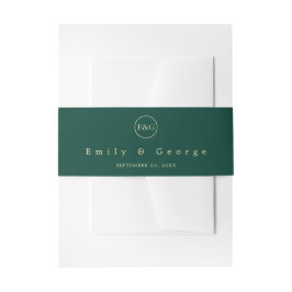Elegant Simple Green Gold Monogram Modern Wedding Einladungsbanderole