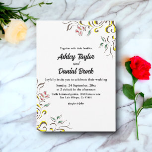 Elegant Simple Greenerity Rose Boho Floral Wedding Einladung