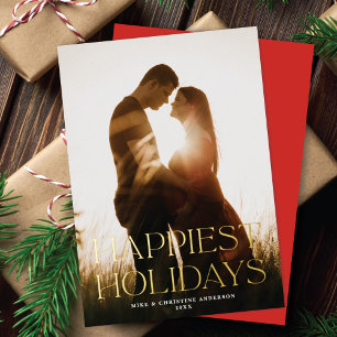 Elegant Simple Happiest Holidays Ein Foto Gold Folien Feiertagskarte