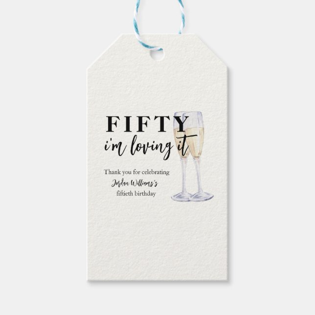 Elegant Simple I'm Loving It 50th Birthday Geschenkanhänger (Vorderseite)
