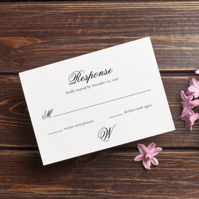 Elegant Simple Initial Wedding RSVP Card Karte (Von Creator hochgeladen)