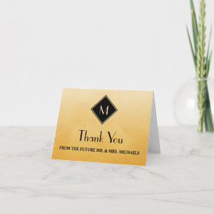 Elégant Simple Jaune Avec Merci Monogramme Or