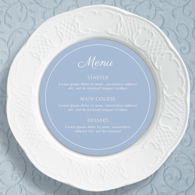 Elegant Simple Light Blue Round Menükarte (Von Creator hochgeladen)