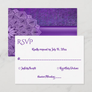 Elegant Simple Lila Calligraphy Mandala Wedding RSVP Karte