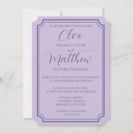 Elegant Simple Lilac Script Wdding Einladung
