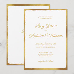 Elegant Simple Luxe Gold Edge Einladung zur Hochze