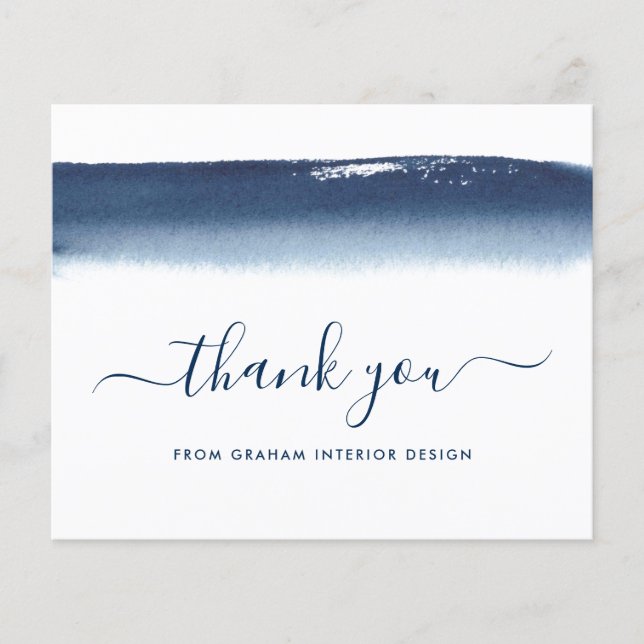 Elégant simple Marine bleu budget Carte de remerci (Devant)