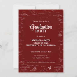Elegant Simple Maroon Photo Math Graduation Einladung