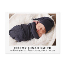 Elegant Simple Minimal Baby Birth Ankündigung
