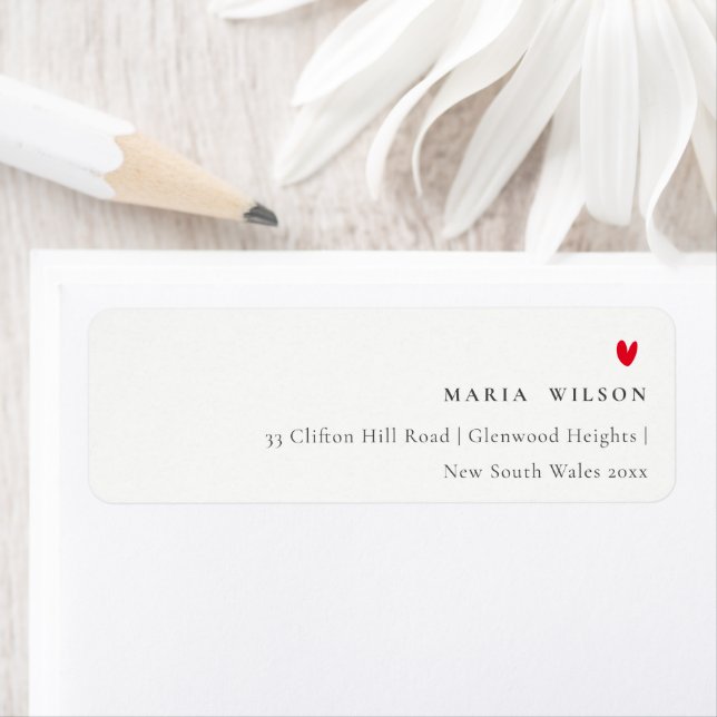 Elegant Simple Minimal Red Heart Script Address (Insitu)