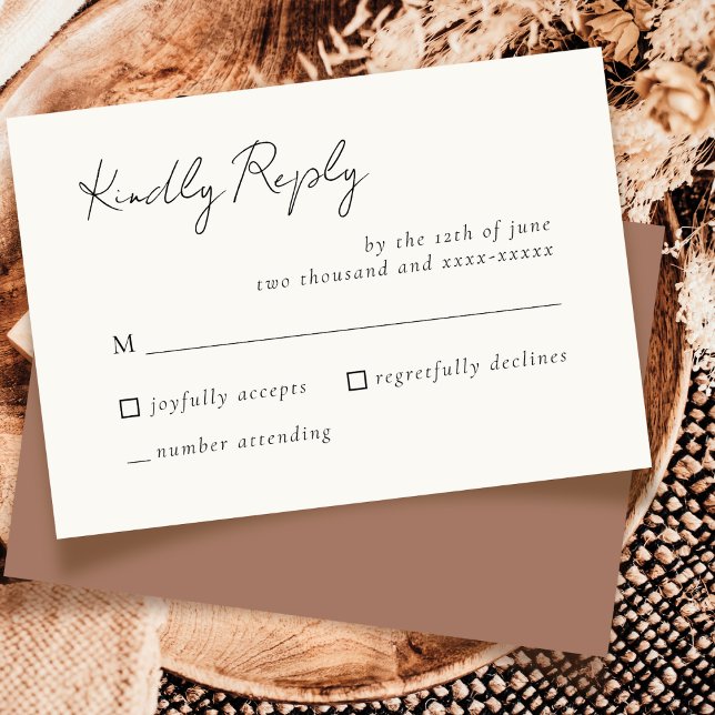 Elegant Simple Mocha Mousse Wedding RSVP Response (Von Creator hochgeladen)