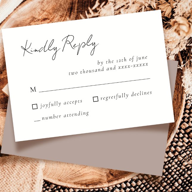 Elegant Simple Mocha Mousse Wedding RSVP Response (Von Creator hochgeladen)