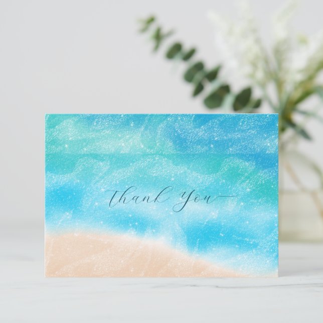 Elegant Simple Modern Beach Wedding Vielen Dank Dankeskarte (Stehend Vorderseite)