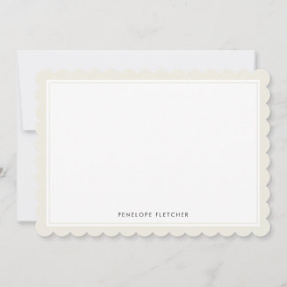 Elegant Simple Modern Cream Scalloped Edge Mitteilungskarte