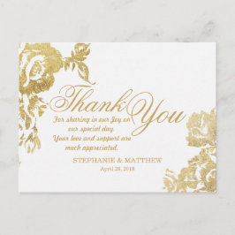 Elegant Simple Modern Rose Floral Gold Vielen Dank Postkarte