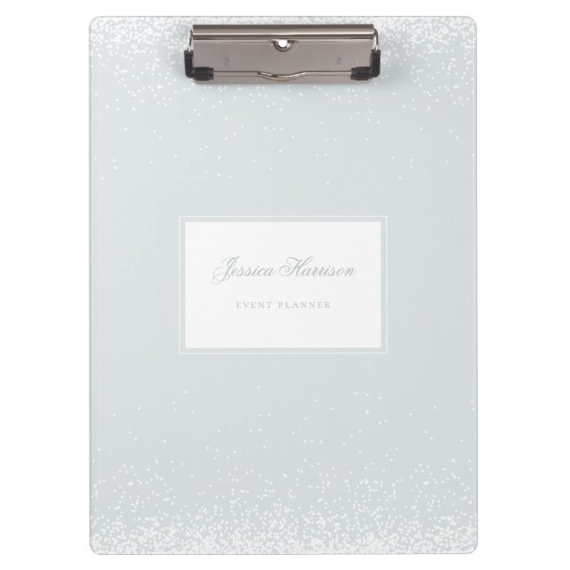 Elegant Simple Monogram Blue Gray White Confetti Klemmbrett (Vorderseite)