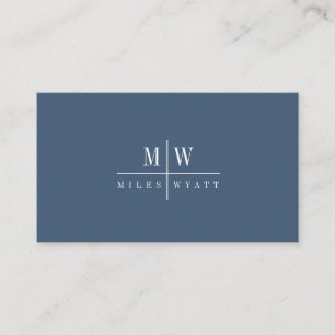 Elegant Simple Monogram Minimalistisch Smoky Blue  Visitenkarte