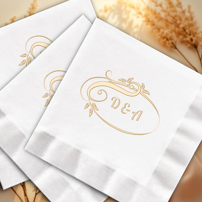 Elegant Simple Monogram Wedding Servietten Mit Folie (Von Creator hochgeladen)