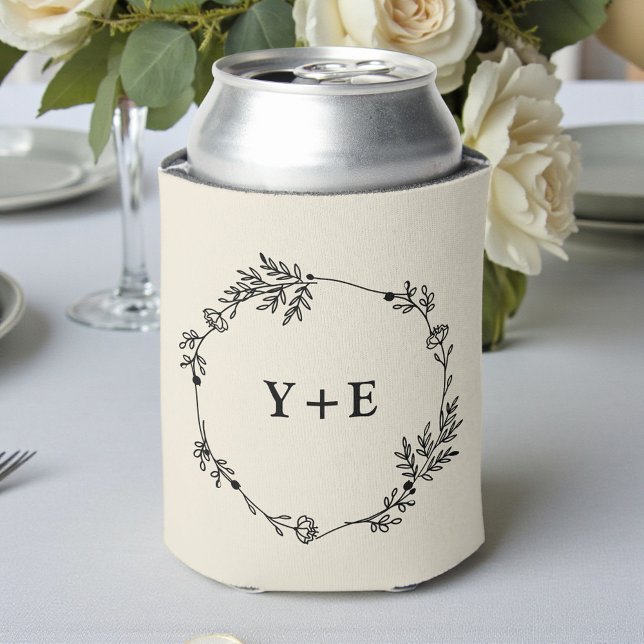 Elegant Simple Natural White Monogrammed Wedding Dosenkühler (Von Creator hochgeladen)