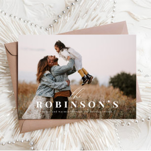 Elégant simple Nom de famille Photo Carte de Noël