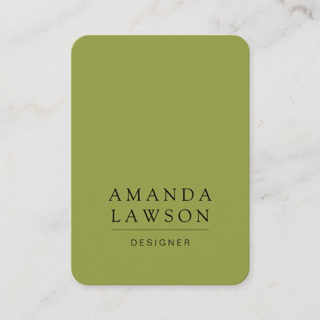 Elegant Simple Olive Green und Beige Visitenkarte (Vorderseite)