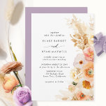 Elegant Simple Peach, Blush Cream Lavender Wedding Einladung<br><div class="desc">Delight your guest with this beautiful wedding invitation. Clean and simple design full of elegance and grace with exquisite watercolor floral detail in a striking blend of peach, orange, blush pink, dusty rose, champagne and cream hues Ability to change "together with their parents" to "together with their families", "together with...</div>