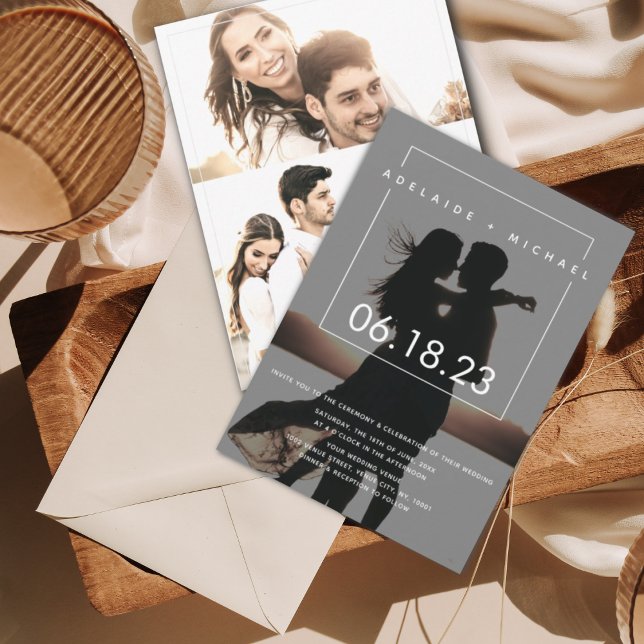 Elegant Simple Photo Collage Wedding Invitation (Von Creator hochgeladen)