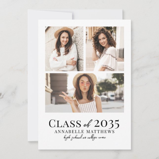 Elegant Simple Photo Graduation Party Einladung (Vorderseite)