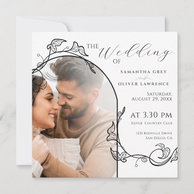 Elegant Simple Photo Wedding Invitation Save The Date (Vorderseite)