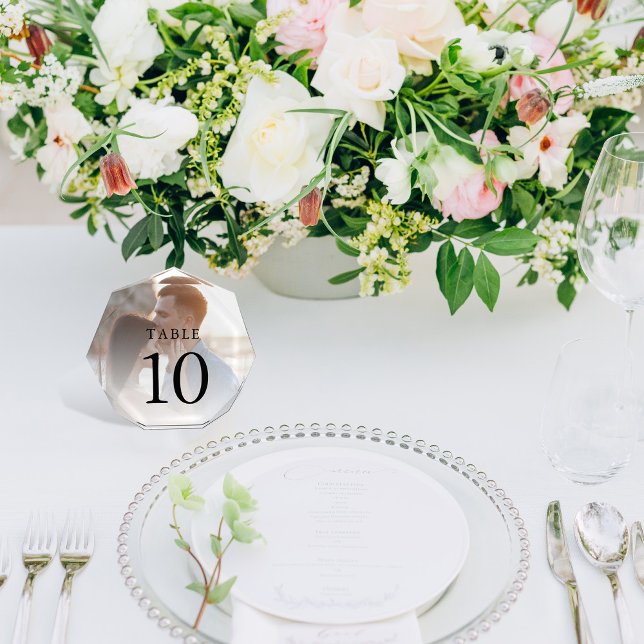 Elegant Simple Photo Wedding Table Number  Fotoblock (Von Creator hochgeladen)